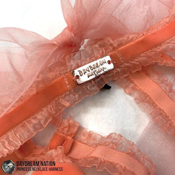 DAYDREAM NATION x DOLLS KILL PRINCESS NECKLACE HARNESS IN BLUSH PINK VELVET LACE - Picture 14 of 16
